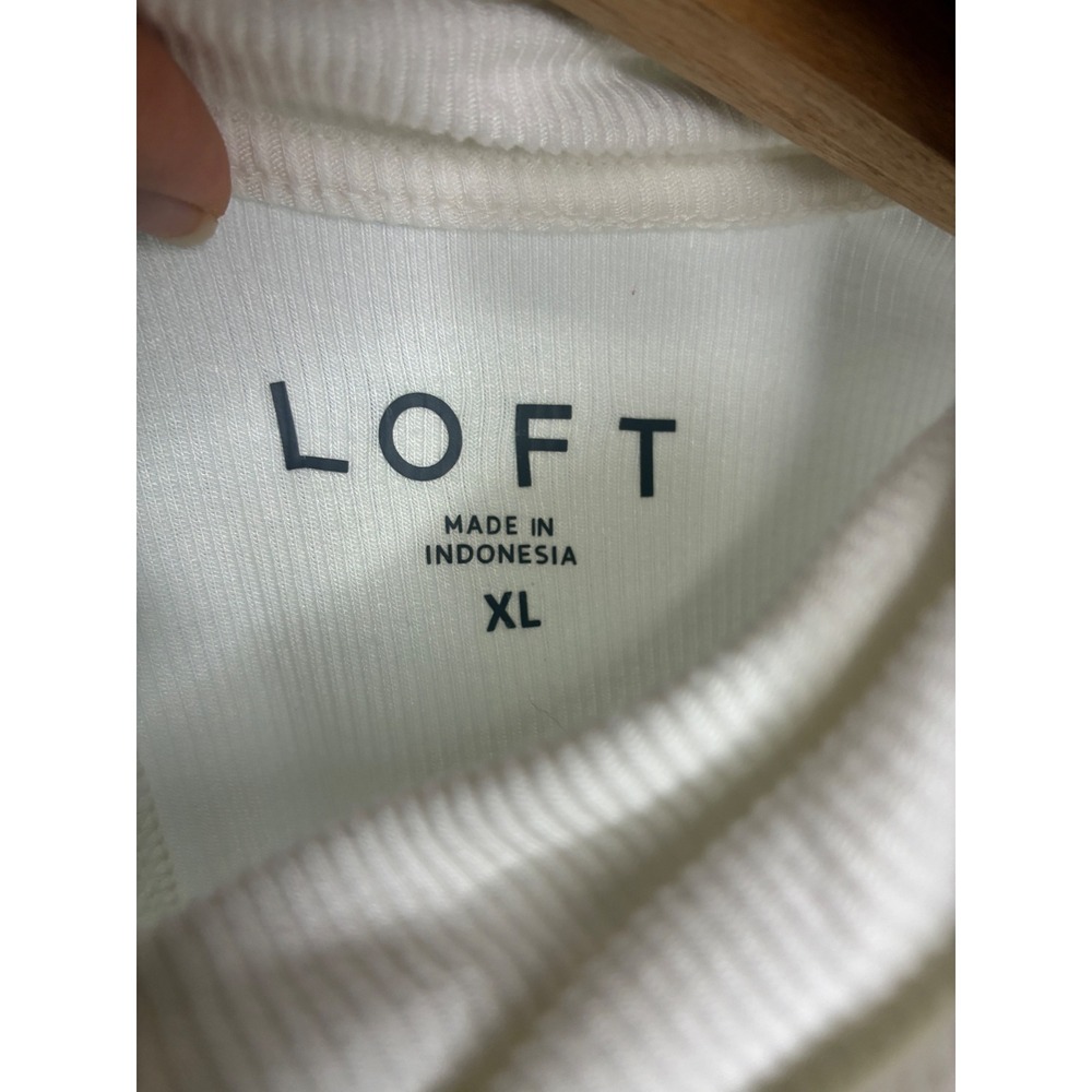 Loft Womens White Ribbed Turtleneck Long Sleeve Top XL CA57421 RN140923 - Picture 2 of 6